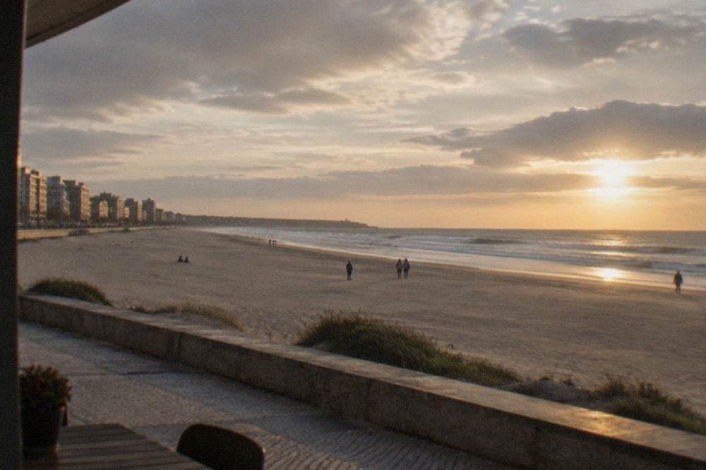 Wide Atlantic beach at Figueira da Foz, the coastal town at the mouth of the River Mondego in the district of Coimbra