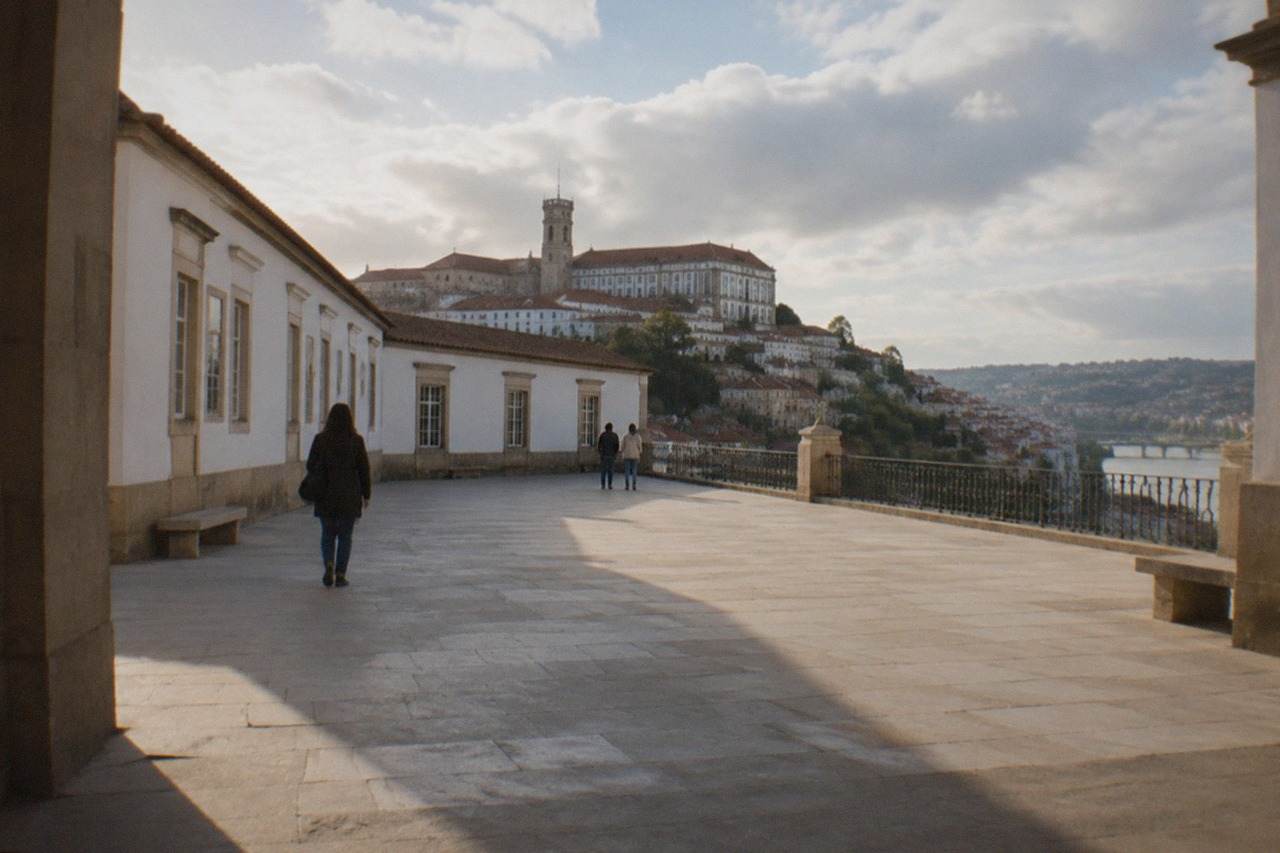The University of Coimbra buildings on the Alta hill seen from below the city