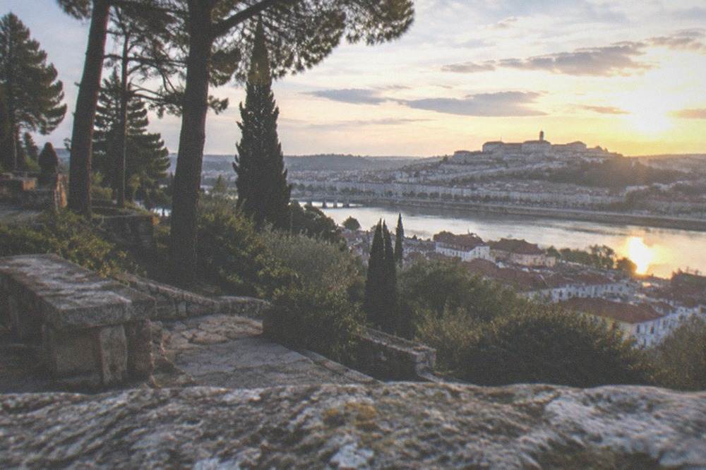 Walled city on a hill seen across a wide river at golden hour