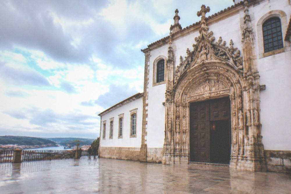 The ornate carved doorway of St Michael's Chapel at the University of Coimbra